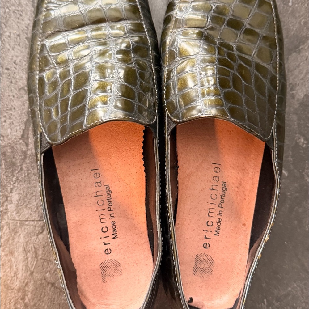 Eric Michael Green Croc-Embossed Loafers